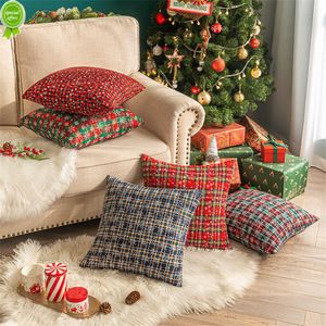 Nova capa de almofada de linha dupla de natal vermelha 50x50/30x50cm simples pasta geométrica da fronha clássica de sofá de decoração caseira