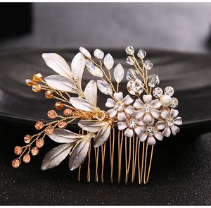 Crystals Beading Bridal Hair Combs Crown Tiara Wedding Hair Accessories Women Handmade Headband Ornaments Female Prom Headdress Hairband Headwear ZJ10