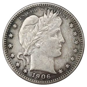 1906 P/D/O Barber Quarter Dollar Silver Plated Coins Copy