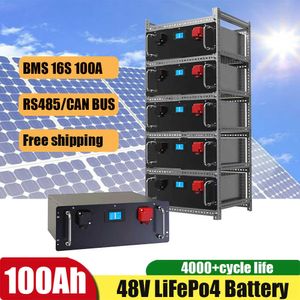 48V 100AH LiFePO4 Battery Pack 5KW 4000+ Cycles Solar Lithium Battery Can BUS RS485 With 32 Parallel For Home Storge