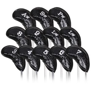 Club Heads 12 Stücke Tragbare PU Golf Club Eisen Head Covers Schutz Golfschläger Head Cover Golf Headcovers Set Wasserdicht Muster Covers 230516