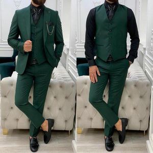 Ternos masculinos Blazers casuais Business Green Business Tuxedos Terno Masculino Groom Casamento Prom Costume Homme Blazer Pant Vestmen's