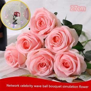 Network Celebrity Wave Ball Symulacja Kwiat 27 cm Krótka dekoracyjna symulacja kwiatowa Róża Kreatywny stół jadalny Sztuczny kwiat LT449