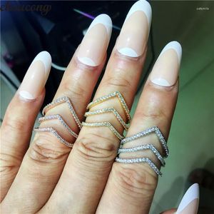 Cluster Rings Choucong Unique Line Statement Ring 925 Sterling Silver Pave Cz Pstone Arty Wedding Band For Women Fashion Jewelry
