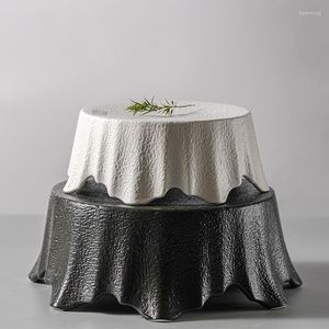 Teller Restaurant Küche Unregelmäßige Keramik Geformte Geschirr Stein Muster Doppel Runde Tisch Display Platte El Obst Sushi