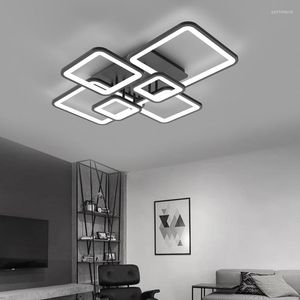 Chandeliers Rectangle Led Chandelier For Living Room Bedroom Studyroom Gold/Black Home Decor Modern Indoor Lighting