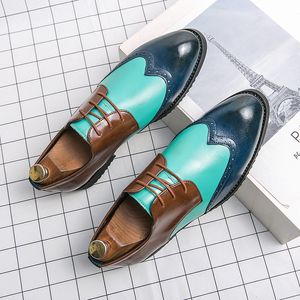 New Brogue Shoes for Men Colored Colors Lace-Up Spring Autumn Round Toe Business Fashion Tamanho 38-48 Botas de frete grátis