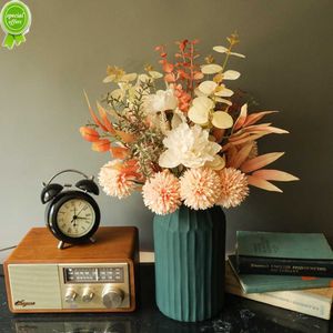 Ny ins ny konstgjord bukett Peony Dandelion Eucalyptus Silk Simulation Fake Bouquet Green Plant Home Wedding Party Decoration