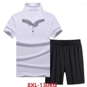 Herr t shirts sommar plus storlek 7xl 8xl män bomull kort ärm t-shirt och shorts sport andas enkla tees hem lösa toppar 56 58 54