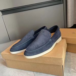 Sapatos casuais masculinos de camurça de cano baixo camurça couro de vaca oxfords LoroPiana Mocassins verão caminhada conforto mocassim slip on mocassim sola de borracha apartamentos com caixa EU38-45 231117