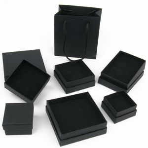 Mücevher Stand 1 PC Siyah Kağıt Kutu Bileklik Kolye Yüzük Küpe Handmde Kraft Düğün Hediyeleri Ambalaj Aksesuarları 230517