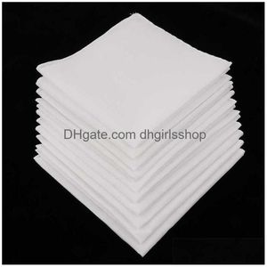 Handkerchiefs 10Pcs Mens White 100% Cotton Square Super Soft Washable Hanky Chest Towel Pocket 28 X 28Cm T200618 Drop Delivery Fashi Dhmyu