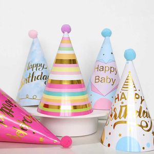Party Hats 1pc Happy Birthday Party Hats Polka Dot Diy Party Cone Hats Cap Boy Girl Girl Gird Baby Shower Birthday Party Decoration Gift Supply AA230517