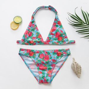 Women's Swimwear 2023 Girls Swimsuit Two Piece Flamingo Children's 7-12years Kids For Bathing Suit Beachwear CZ979