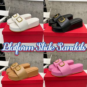 Luxurys Sandali firmati Pantofole Donna Sandalo scorrevole con firma Vlogo Piattaforma parigina Ciabatte in pelle di vitello Pantofola casual piatta Sandalo estivo da spiaggia in pelle verniciata