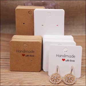 Jewelry Stand 50pcPaper earrring Handmade style earring card 5x5cm3x3cm 5x9cm 5x65cm 5x7cm brown white DIY package 230517