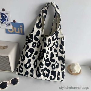 Stuff Sacks Canvas Tote Bag Women's Handbag Girl Leopard Pattern Lady Fashion Large Capacity Casual Shopper Shoulder Bags