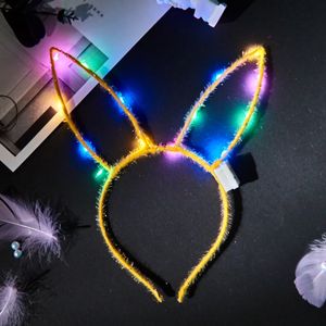 Kids Adults Bunny Ears LED Flashing Glow Headband Hairband Women Bar KTV Nightclub Dress Decor Glow Party Supplies