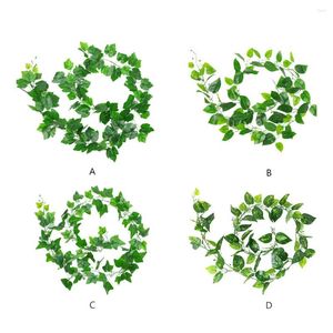 Decorative Flowers Artificial Hanging Vine Leaf Fake Green Wall Decoration Rattan Ornament Layout For Home Living Room Wedding Party