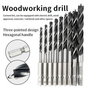 Drill Bits Hexagonal shank three-point woodworking drill bit perforating support drill electric drill rotary head wood plank hole special 230517