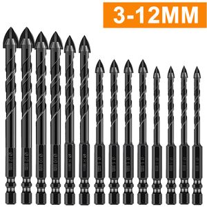 Bohrer, 3–12 mm, Kreuzsechskant, Fliesenbohrer-Set, Glaskeramik, Beton, Lochöffner, Ziegel, harte Legierung, Dreiecksbohrer, Betonbohrer 230517