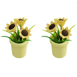 Dekorative Blumen 2 Stück Miniatur-Topfblumen Arbeitstischdekoration Küchentischdekoration 1:12 Hauszubehör Spielzeug Sonnenblume Home Tiny