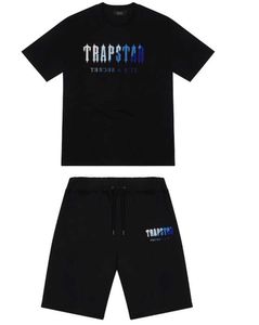 Męskie Trapstar T Shirt z krótkim rękawem Wydruku strój Chenille Black Cotton London Streetwear S-2xla Nowy projekt
