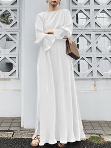 Urban Sexy Dresses ZANZEA Gaun Maxi Pesta Mode 2023 Kaftan Swing Elegan Prancis Longue Jubah Lengan Panjang Polos Wanita Vestido A Line Retro Musim Semi 230517