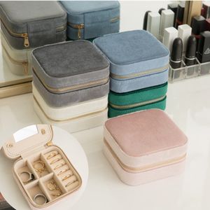 Jóias de jóias Pluxh Velvet Box Ring Brincos Brincos de armazenamento Mini Caso Organizador portátil de viagem para mulheres meninas 230517