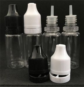 Nieuwste 10 ml e vloeibare vloeibare fles Pet transparante plastic druppelaar naaldpuntfles met sabotagement duidelijke kinderbewijs drukkappen doppen fo7076782