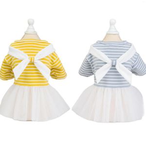 Dog Apparel Girl Cat Dress Skirt Striped Pet Puppy T-shirt Spring/summer Clothes 2 Colors 5 Sizes