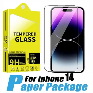 Proteggi schermo per telefono in vetro temperato 2.5D all'ingrosso per iPhone 15 14 13 12 11 PRO Max XS X XR 7 8 Plus Samsung A12 A22 A32 A42 A52 A72 A92 5G 4G con pacchetto di carta 10 in 1