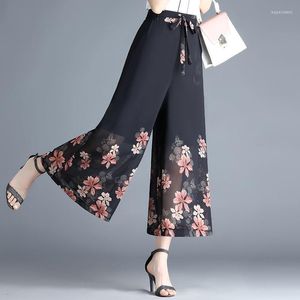 Ethnic Clothing 2023 Chiffon Wide Leg Pants For Women High Waist Loose Casual Versatile Straight Slimming Tangsuits Cheongsam