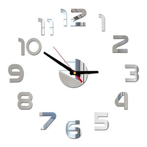 Zegarki stoliki biurka 3D lustro zegar ścienny naklejka rzymska liczba akrylowa akryl mody DIY kwarcowe zegary Watch Home Decoration Pokój naklejki dekoracje 230517