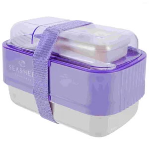 Dinnerware Define uma caixa de bento conveniente de dois andares premium de dois andares para crianças para crianças plásticas ao ar livre