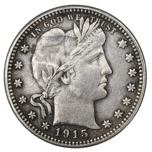 1915 P/D/S BARBER Quarto Dollar Silver Plated Coins Cópia