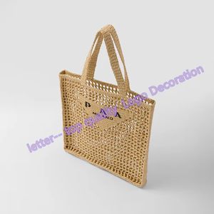 Tığ işi tote çanta Milano LogoS plaj çantaları Düz rafya taşıma kulplu kılıf tasarımcı çantaları yaz üçgen çanta alışverişi bayan çanta omuz akşam paketleri