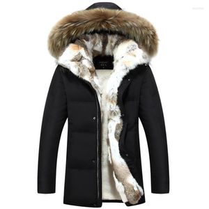 Piumino da uomo 2023 Giacche e cappotti invernali con cappuccio Collo lungo in pelliccia da uomo Giacca anatra Capispalla Moda donna Parka M-5XL