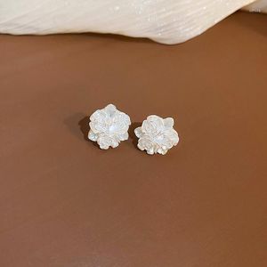 Stud Earrings Fashion Trend Acrylic Camellia Flowers For Women Girl Korean Jewelry S925 Silver Needle Wedding Party Gift