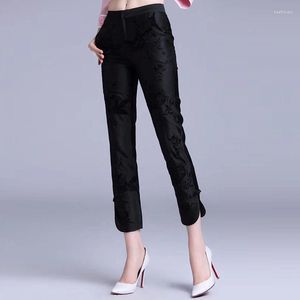 Ethnic Clothing 2023 Chinese Vintage Loose Pants Women Ol Elegant Trousers Versatile Jacquard Weave Oriental