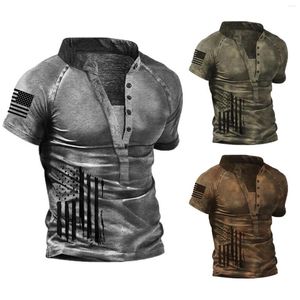 Men's T Shirts Mens Night For Sleeping Men Men'S Vintage Shirt National Flag 3d Digital Printing Open Tops Dressy Casual