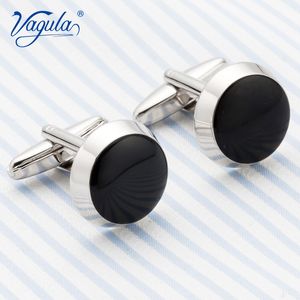 VagulaGemelos Classic Silver-Color Black Painting Copper Men's Cufflink Luxury Gift Sit Shirt Buttons Cufflings 695