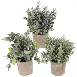 Dekorativa blommor 3 PCS POT -växter inomhus utomhusdekorationer Simulering Green House Artificial Bonsai Statue Greenery