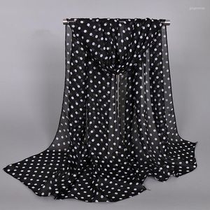 Sciarpe Hijab in chiffon stampato a pois Sciarpe da donna Pareo Asciugamani da spiaggia Estate Autunno Moda Donna musulmana Velo avvolgere Capo da donna