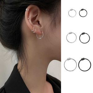 Stud Punk Siyah Hoop Küpeler Kadınlar için Küçük Gümüş Renk Çember Küpeler Kulak Kemik AROS Tinik Kulak Burun Halkası Kız Aretes Kulak Hoops Z0517