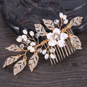 Crystals Beading Bridal Hair Combs Crown Tiara Wedding Hair Accessories Women Handmade Headband Ornaments Female Prom Headdress Hairband Headwear ZJ19