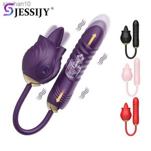 Giocattoli per adulti Rose Toy Dildo Thrusting Vibratore per le donne Clitoride Sucker Stimolatore Lingua che lecca Adulti Merci Succhiare Sex Toys Femmina L230519