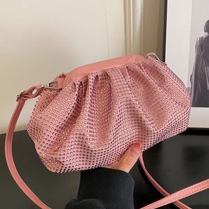 Torby w talii luksusowe kobiety różowe bling chmurowe wieczór sprzęgło krystaliczne torba crossbody skorupa