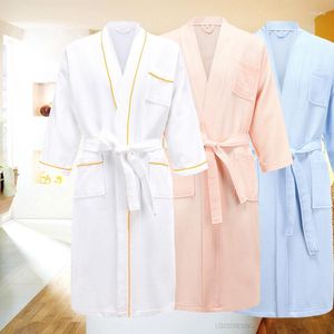 Menas de dormir 5 estrelas Otel Cotton Men Kimono Batrobe plus size towel bastão mantos de waffle para mulheres Lon Dressin