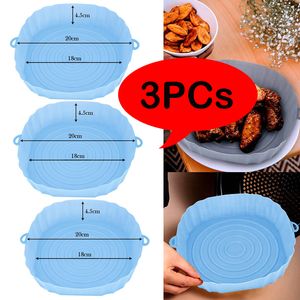 Baking Moulds 3PcsLot Air Fryers Silicone Pot Chicken Basket Mat For AirFryer Oven Tray Round Replacemen Grill Pan Accessories 230518